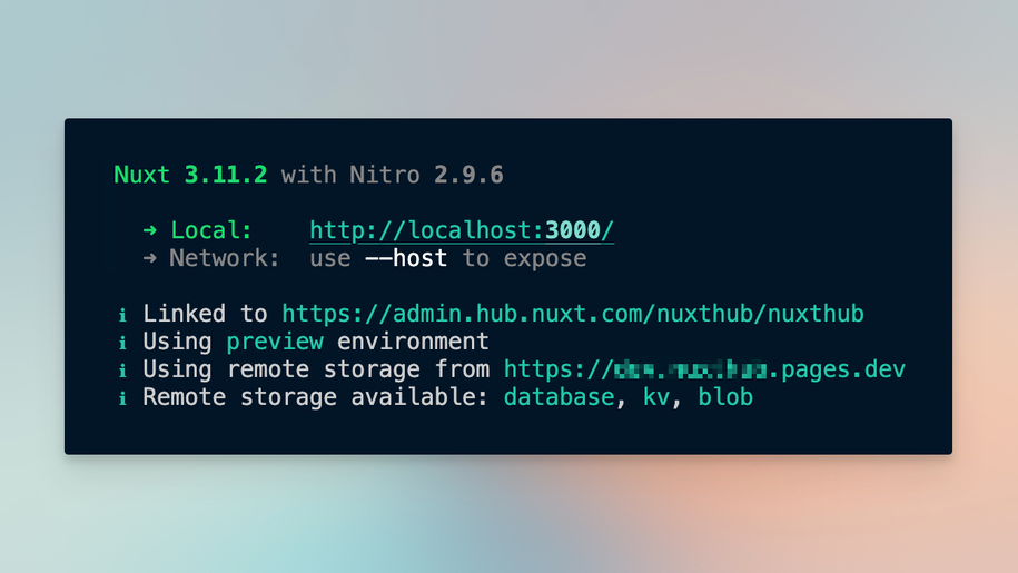 NuxtHub remote storage in terminal